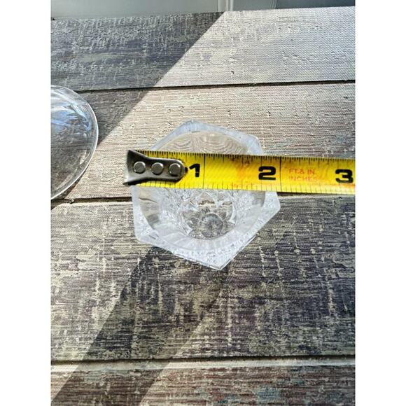 Cut Crystal 3” Bud Vase Toothpick Holder Elegant 6 Sided Hexagon Clear Glass - Picture 5 of 10